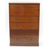 Howard & Sons cross banded mahogany chest with four drawers a two false drawer fall base, 138cm H