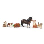 Beswick animals including a Shetland pony, dogs and cats, the largest 20cm in length :For Further