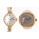 Two ladies 9ct gold wristwatches including a Rotary example :For Further Condition Reports Please