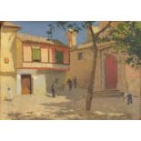 Spanish street scene, oil on card, framed, 34.5cm x 25cm :For Further Condition Reports Please Visit