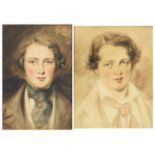 Top half portraits, two early 20th century watercolours, one inscribed Frederick Sadleir Bruere Capt