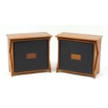 Pair of teak and black leatherette magazine racks, 39cm H x 43.5cm W x 22.5cm D :For Further