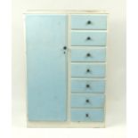 1950/60's tallboy fitted with seven drawers, 143cm H x 99cm W x 38cm D :For Further Condition