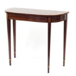 Inlaid mahogany console table with square tapering legs, 81cm H x 92cm W x 44cm D :For Further