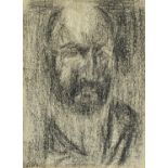 Portrait of a bearded man, Modern British school black crayon, bearing an indistinct signature to