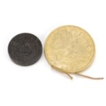 Two classical wax seals including one inscribed, Freedom by God's blessing restored 1651 in the
