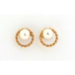 Pair of 9ct gold pearl earrings, 1.3g :For Further Condition Reports Please Visit Our Website,