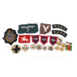Military interest cloth patches, badges and buttons including Royal Army Service Corps,