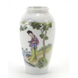 Chinese porcelain vase, decorated with a female under a tree, 15.5cm high :For Further Condition