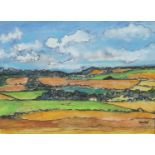 Landscape, pastel on paper, inscribed verso, mounted, unframed, 33cm x 24cm :For Further Condition