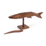 Pitcairn Island carved wood flying fish made by Calvert Warren, 46cm in length :For Further