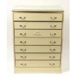 Cream and gilt seven drawer chest, 104cm H x 78cm W x 49cm D :For Further Condition Reports Please