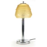 Art Deco chrome table lamp with frosted glass shade, 48.5cm high :For Further Condition Reports