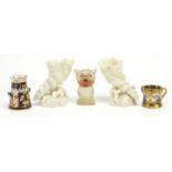 China and glassware including vintage Bonzo dog scent bottle, Royal Crown Derby miniature milk churn