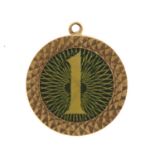 9ct gold emergency one pound note charm, 1.8cm in diameter, 3.5g :For Further Condition Reports