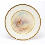 Royal Doulton plate hand painted with red-legged partridge by C Hart, 23cm in diameter :For