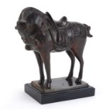 Patinated bronze study of a Chinese Tang horse, 25cm high :For Further Condition Reports Please