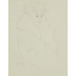 After Gustav Klimt - portrait of a female, pencil on paper, mounted and framed, 23.5cm x 18.5cm :For