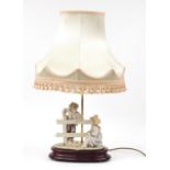 Capodimonte figural table lamp with shade, 67.5cm high :For Further Condition Reports Please Visit