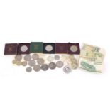 British coinage including five pounds, two pounds and commemorative crowns :For Further Condition