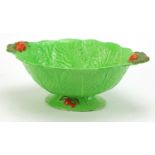 Carlton Ware leaf pattern pedestal bowl, 10.5cm high x 30cm wide :For Further Condition Reports