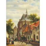 W Sita - Continental street scene with figures, oil on board, framed, 39.5cm x 29cm :For Further