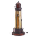 Tiffany design light house table lamp, 38cm high :For Further Condition Reports Please Visit Our