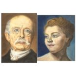 Two pastel portraits, details verso, framed, the largest 24cm x 17.5cm :For Further Condition