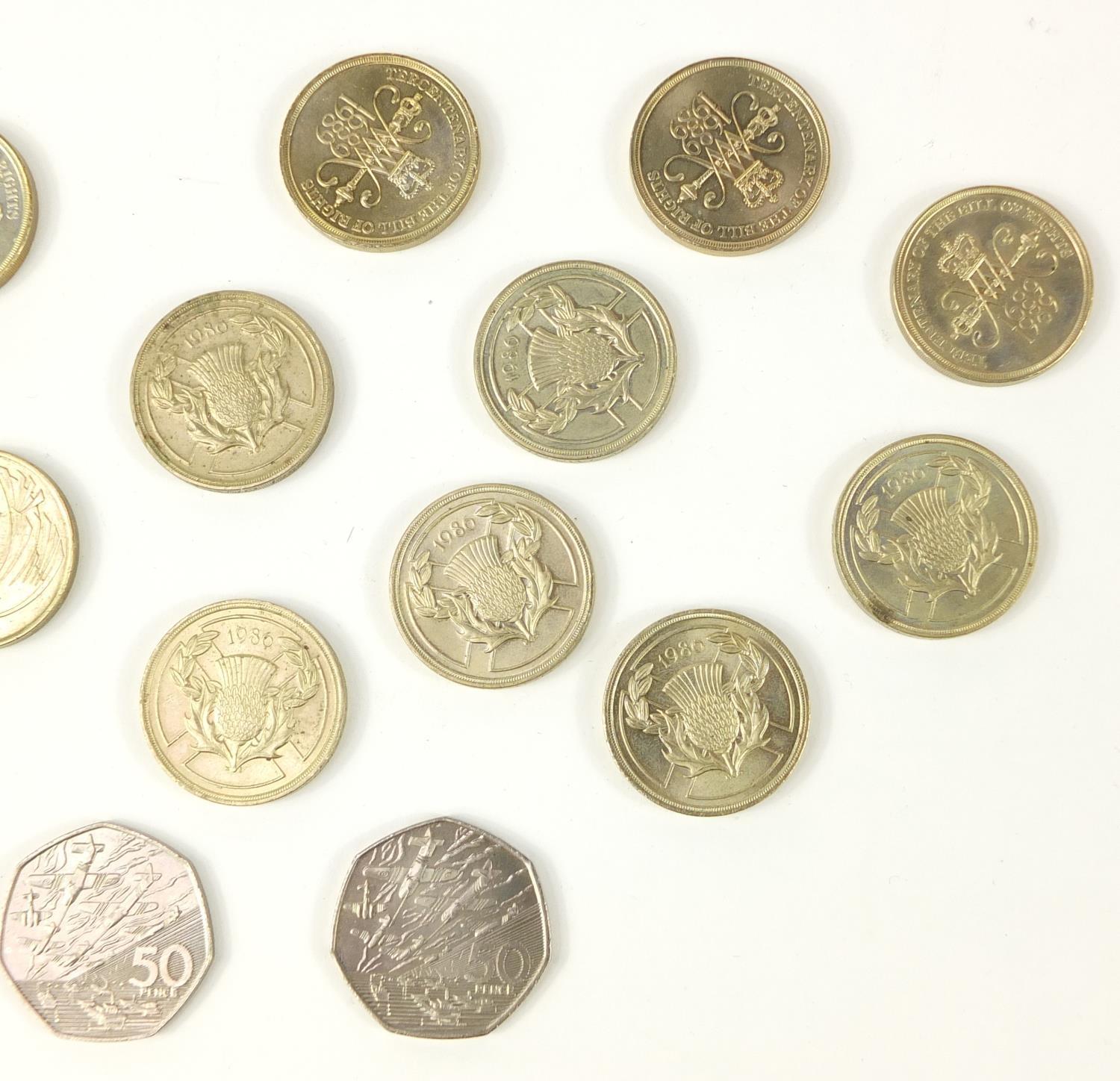 British coins and bank notes including five pounds, two pound coins, two fifty pence pieces and an - Image 7 of 8