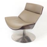 Contemporary bentwood and leather swivel lounge chair, 92cm high :For Further Condition Reports