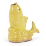 Chinese porcelain yellow glazed fish design water dropper, 7cm :For Further Condition Reports Please