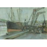 Dock scene, watercolour, mounted, framed and glazed, 25.5cm x 17.5cm :For Further Condition