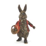 19th century cold painted bronze of Benjamin Bunny, possibly by Franz Xaver Bergmann, 4cm high :
