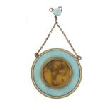 Unmarked silver and blue guilloche enamel mourning locket, 5cm high, 8.7g :For Further Condition