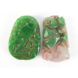 Two Chinese carved green jade pendants, the largest 5.5cm high :For Further Condition Reports Please