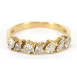 18ct gold diamond half eternity ring, size S, hallmarked London 1990, 3.7g :For Further Condition