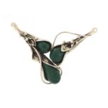 Naturalistic silver and malachite pendant, 7.5cm wide, 29.8g :For Further Condition Reports Please