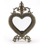 Ornate copper love heart design candle holder, 46.5cm high :For Further Condition Reports Please