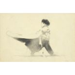 Attributed to Sir Gerald Festus Kelly - Man wearing a cape, chalk on paper, inscribed Sir Gerald