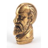 American Lincoln design brass vesta, 6.5cm high :For Further Condition Reports Please Visit Our