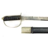 Indian military interest sabre with scabbard, 90cm in length :For Further Condition Reports Please