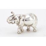 Miniature silver model of an elephant, hallmarked London 1942, 6cm in length, 52.0g :For Further
