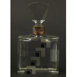 Oversized Art Deco glass scent bottle with Continental silver collar, 26cm high :For Further