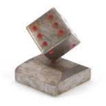 Art Deco cast iron dice paperweight, in the manner of Edgar Barndt, 10cm high :For Further Condition