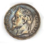 Napoleon III 1867 five francs, 3.8cm in diameter :For Further Condition Reports Please Visit Our