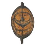 Tribal interest painted carved wood face mask shield, 64cm H x 36cm W :For Further Condition Reports