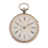 Victorian gentlemen's silver open face pocket watch by James Henry, numbered 18945 to the