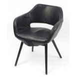 Scandinavian design chair with black faux leather upholstery, 73cm high :For Further Condition