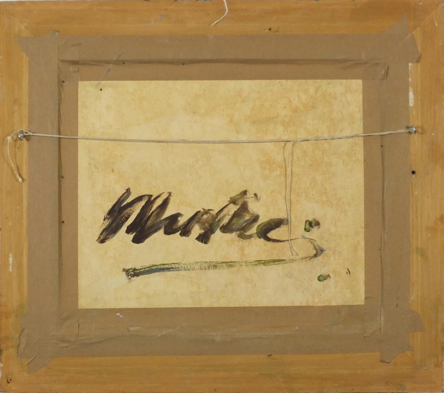 Manner of Markey Robinson - Street scene, Irish school oil on board, framed, 53cm x 44.5cm :For - Image 4 of 4