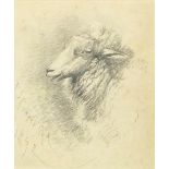 Thomas Sidney Cooper - Head of a sheep, late 19th century pencil on paper, mounted, framed and